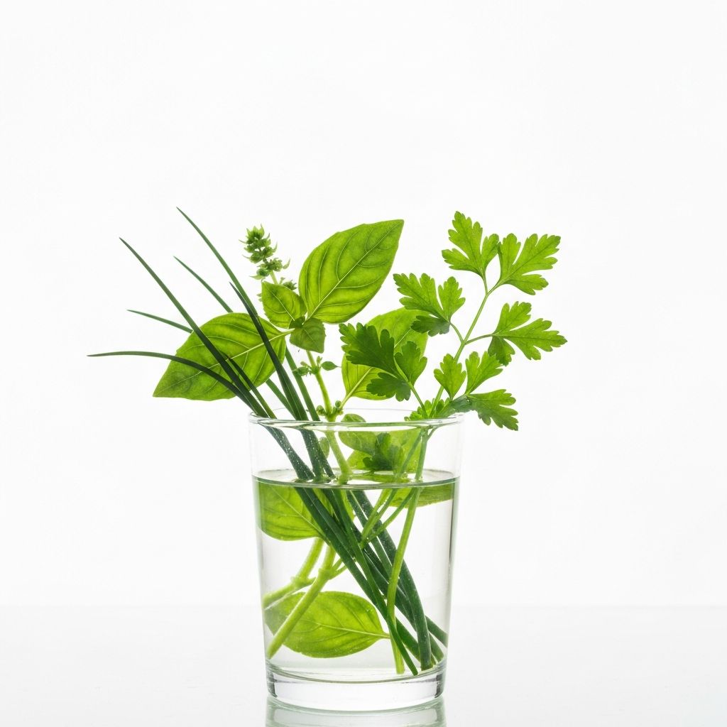 Kräuter im Glas mit Wasser